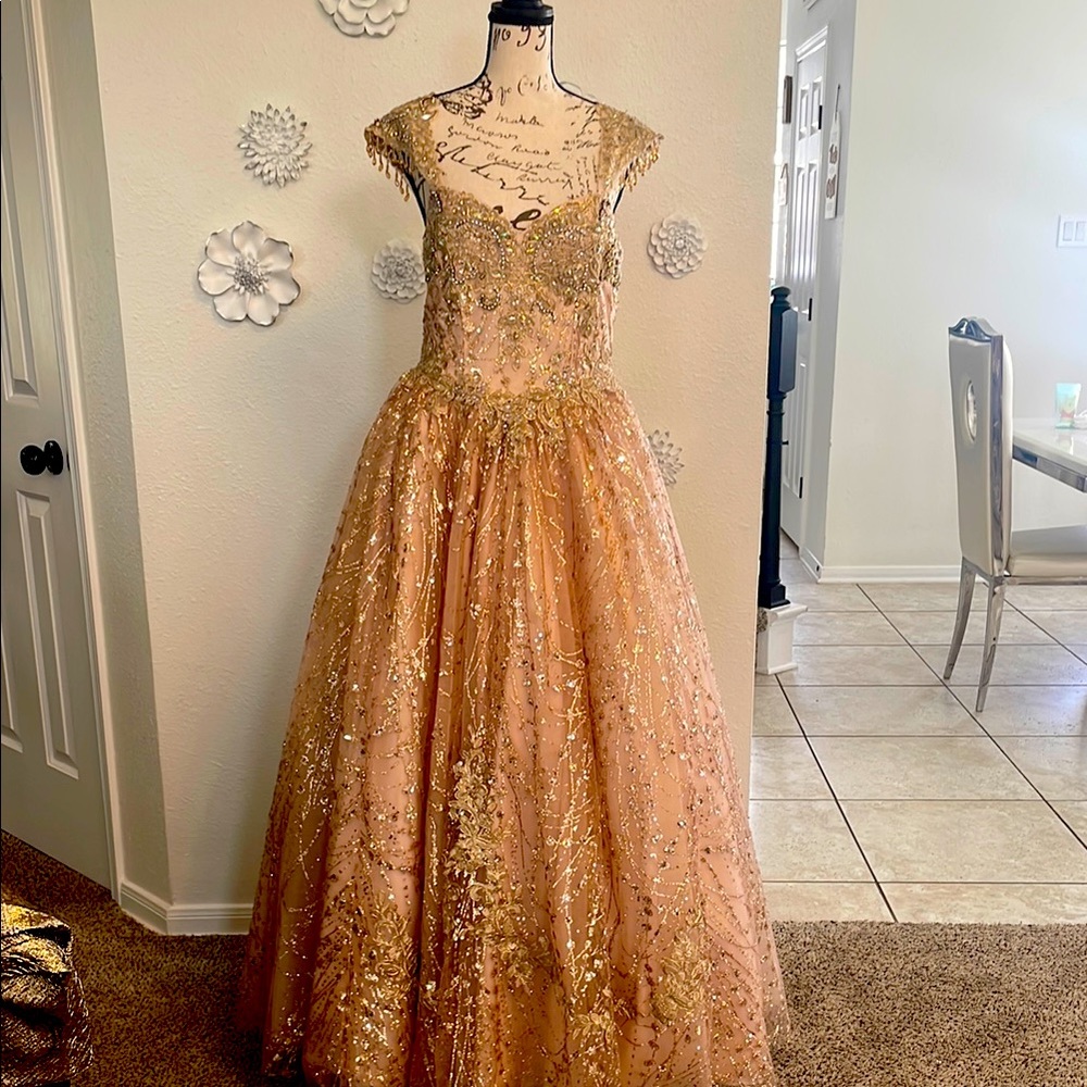 Elegant Gold Embellished Gown